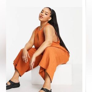 ASOS Design Curve Minimal Sleevless Jumpsuit in rust
